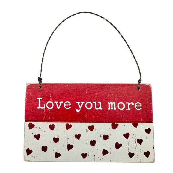 Primitives By Kathy Set of 4 Valentines Ornaments Love Wooden Hanging Sign 5x3 - Picture 2 of 10